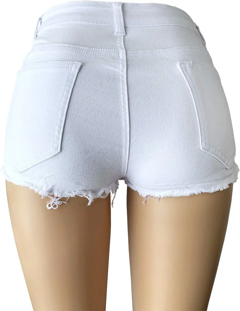 Aodrusa Womens Ripped Denim Shorts Mid Rise Body Enhancing Curvy Cutoff Distressed Jeans