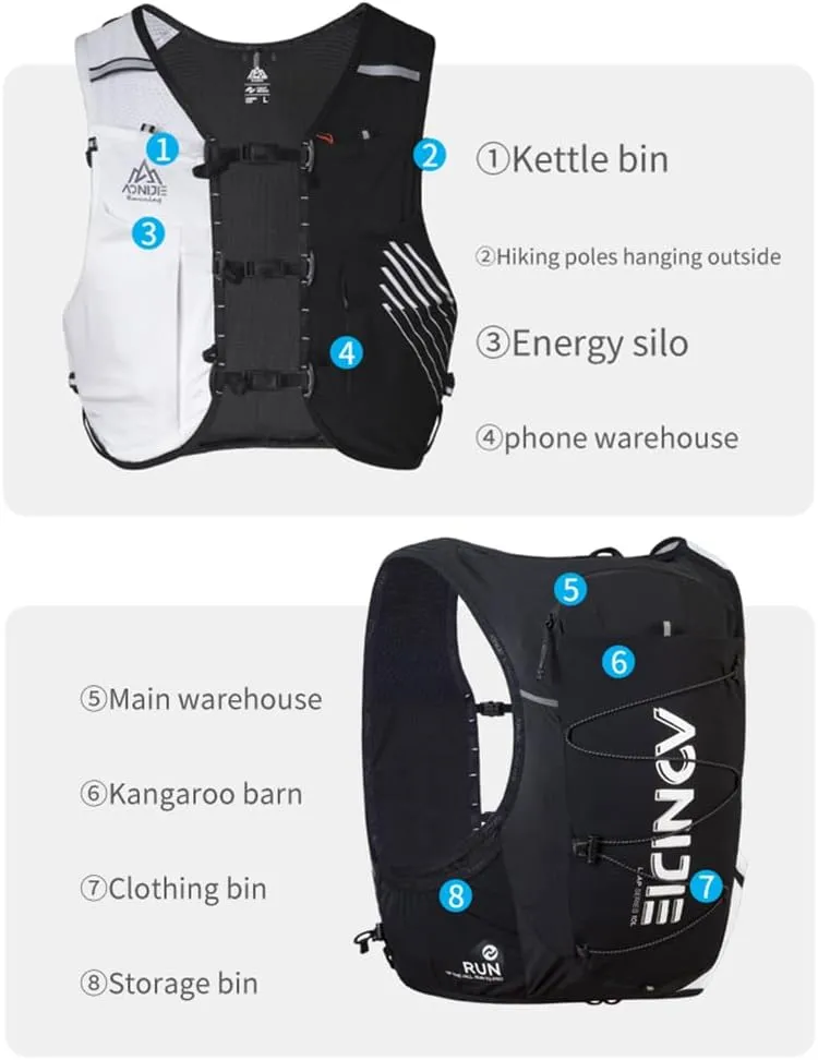 AONIJIE Lightweight Running Vest Hydration 10L Large Capacity & Fits 6.8 inch Phones,Hydration Backpack for Hiking Off-Road Cycling Race Marathon