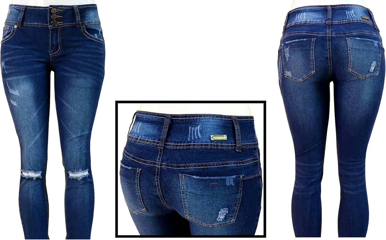 APT.9 / Diamante Juniors Women's Capri Denim Jeans Skinny Ripped Distressed Stretch Pants