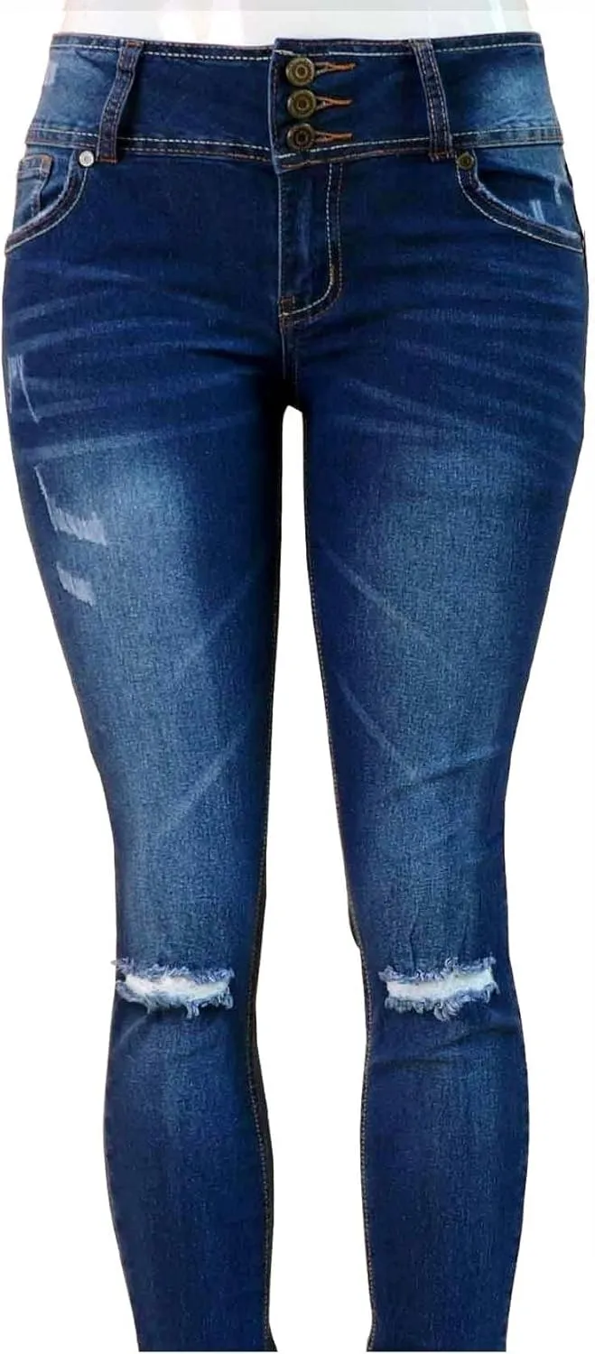 APT.9 / Diamante Juniors Women's Capri Denim Jeans Skinny Ripped Distressed Stretch Pants