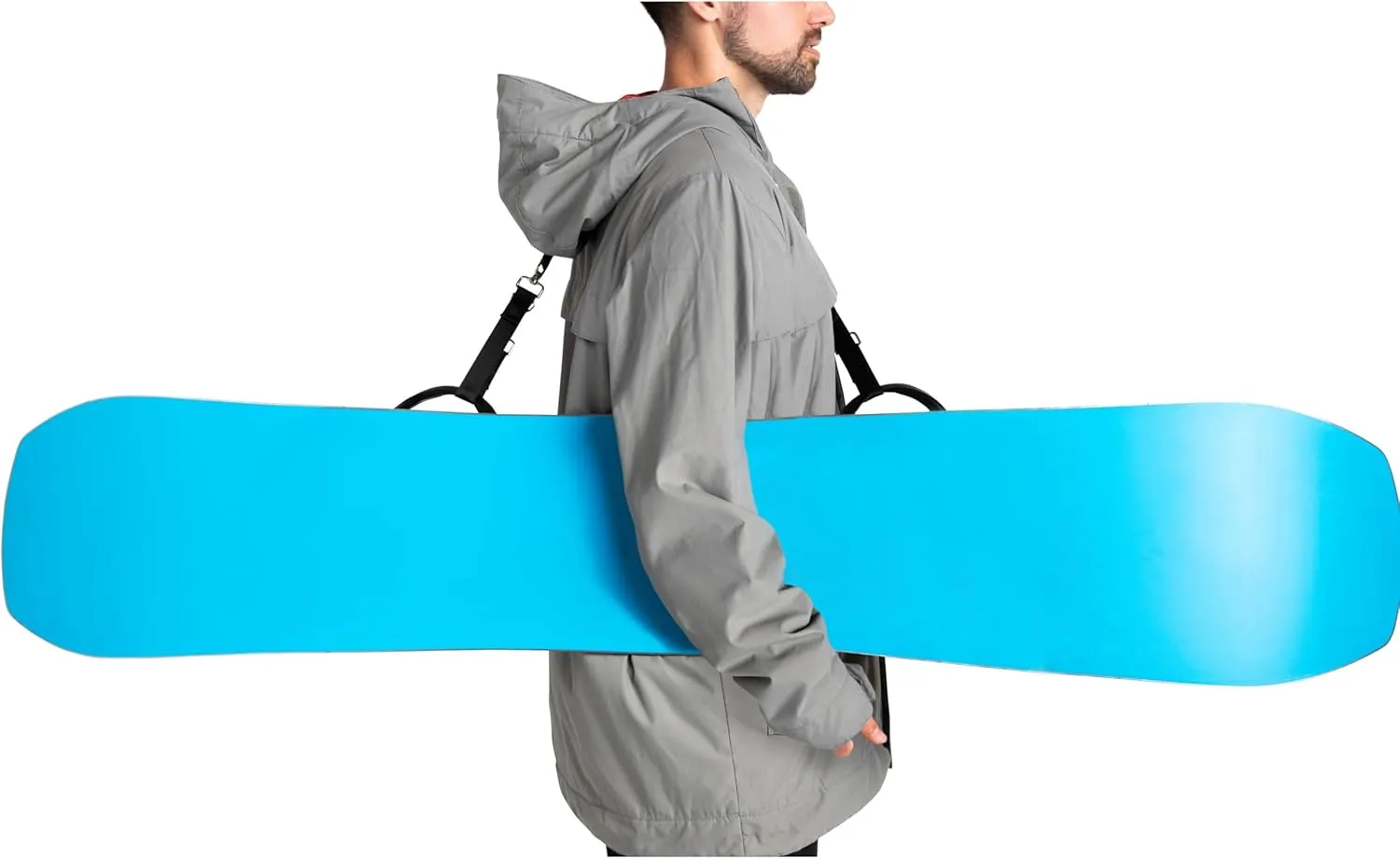 ArcticStrap™ - Over the shoulder snowboard strap - easy to use, fits in jacket pocket, adjustable length, water-resistant, rust-resistant, holds any snowboard