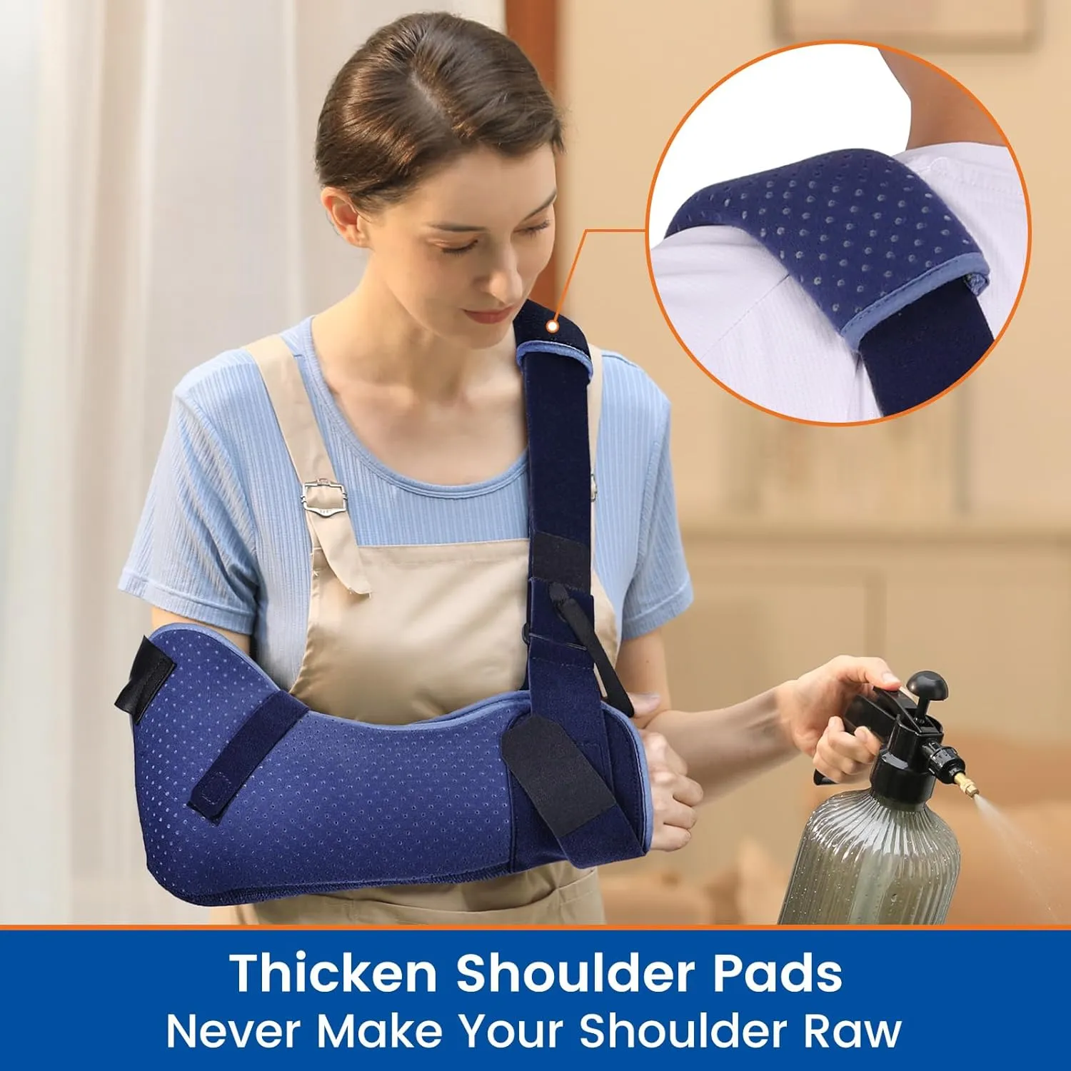 Arm Sling for Shoulder Injury with Waist Strap - Immobilizer Brace Support for Sleeping, Rotator Cuff Surgery (Comfort Version, Left, Medium,28.5-41inch)