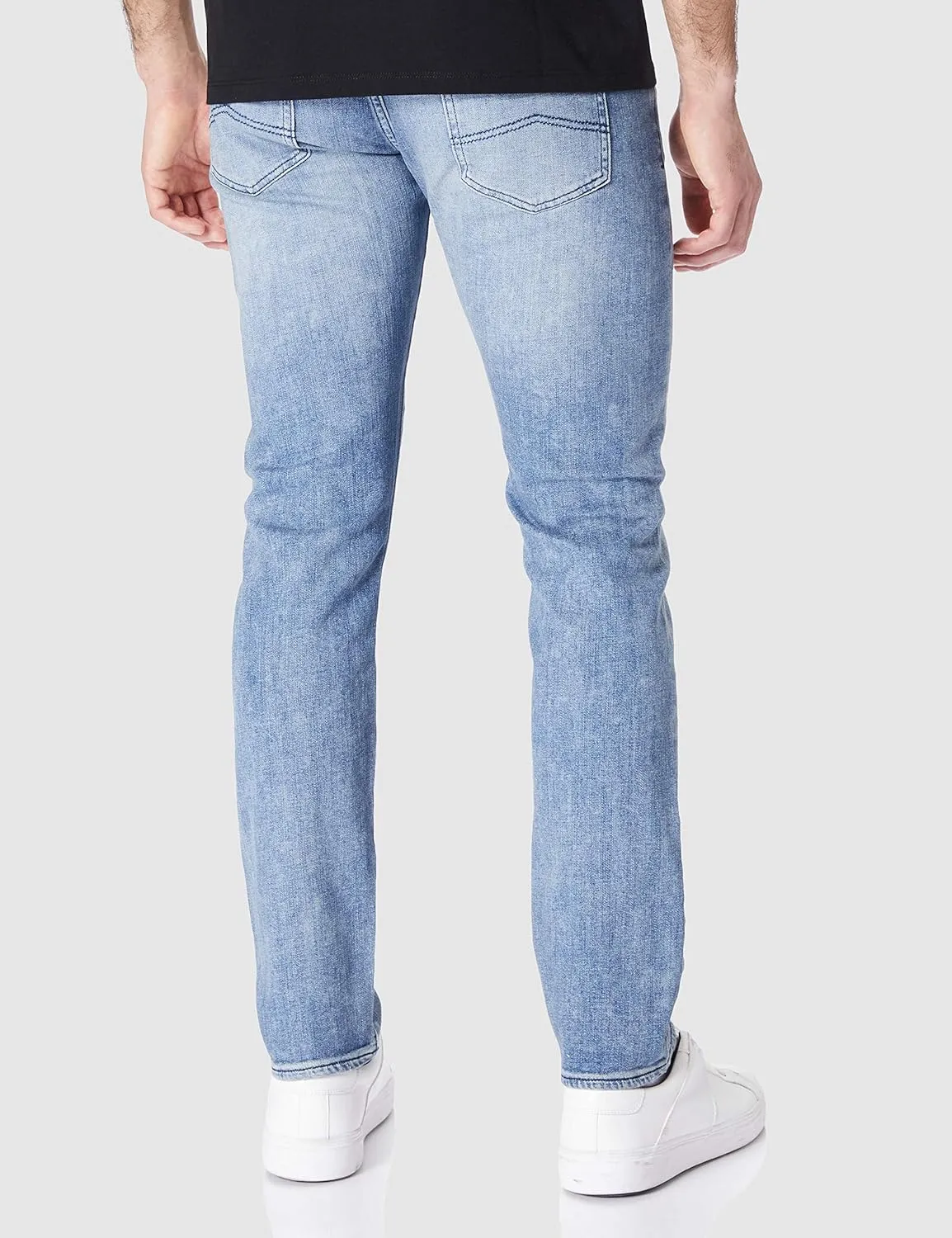 Armani Exchange Men's Slim Light Wash Distressed Denim