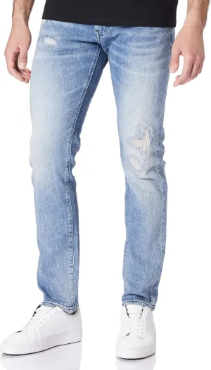 Armani Exchange Men's Slim Light Wash Distressed Denim