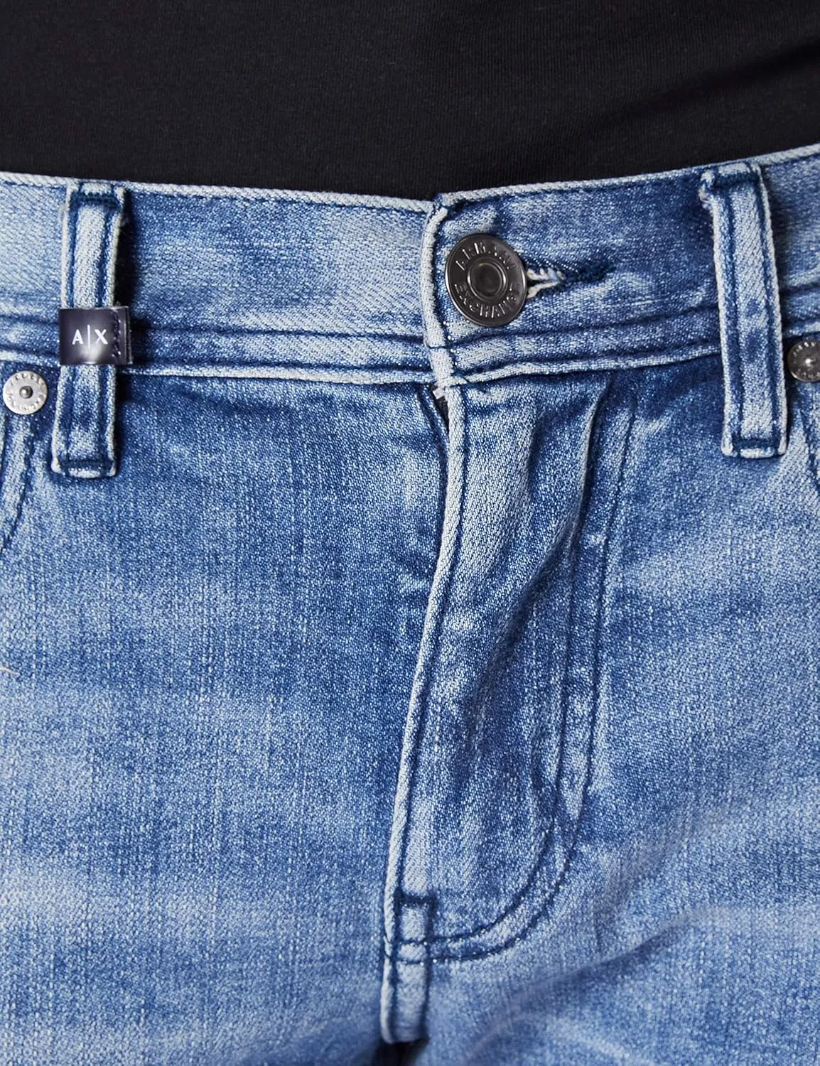 Armani Exchange Men's Slim Light Wash Distressed Denim