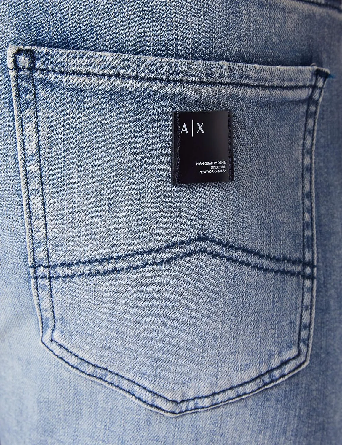 Armani Exchange Men's Slim Light Wash Distressed Denim