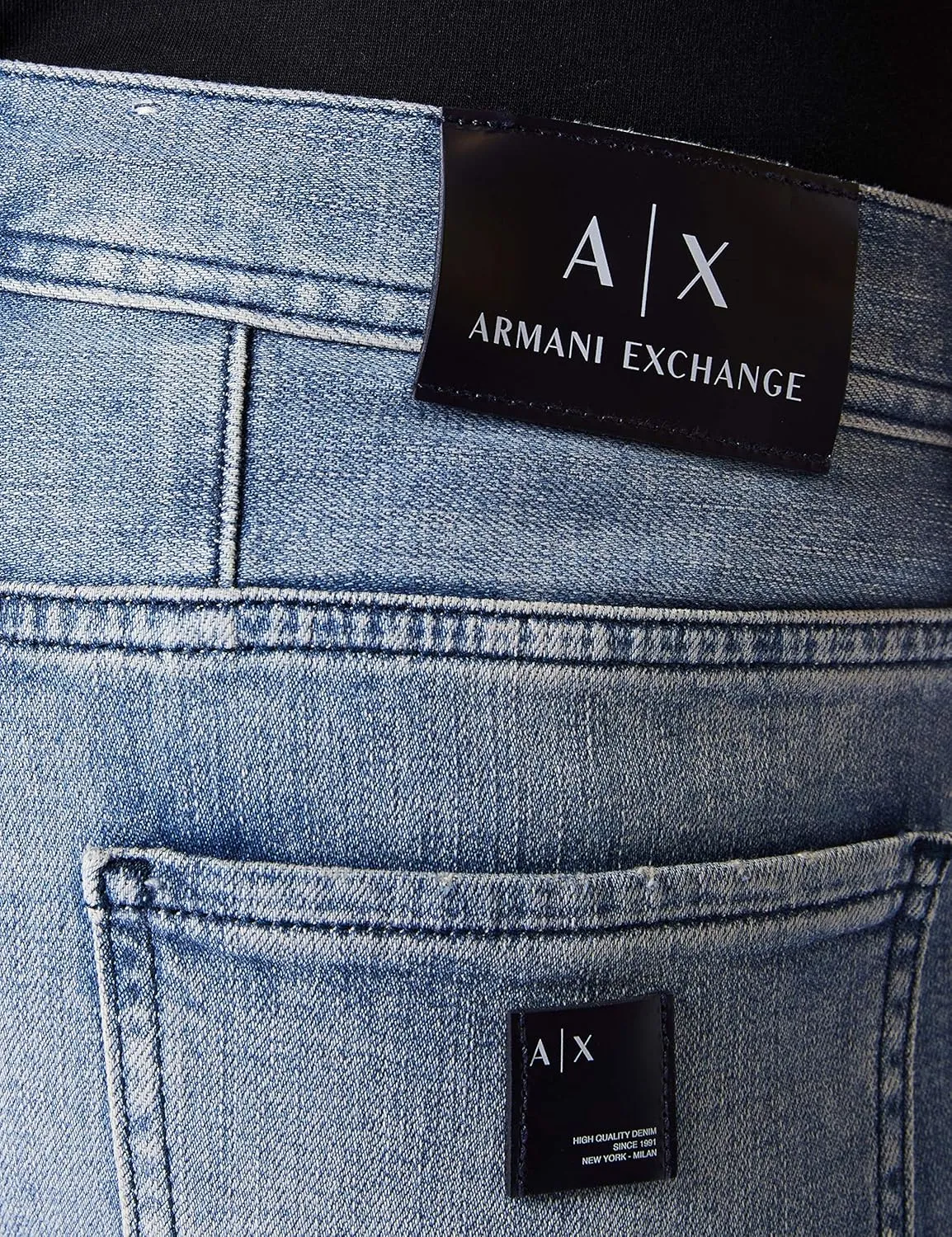 Armani Exchange Men's Slim Light Wash Distressed Denim