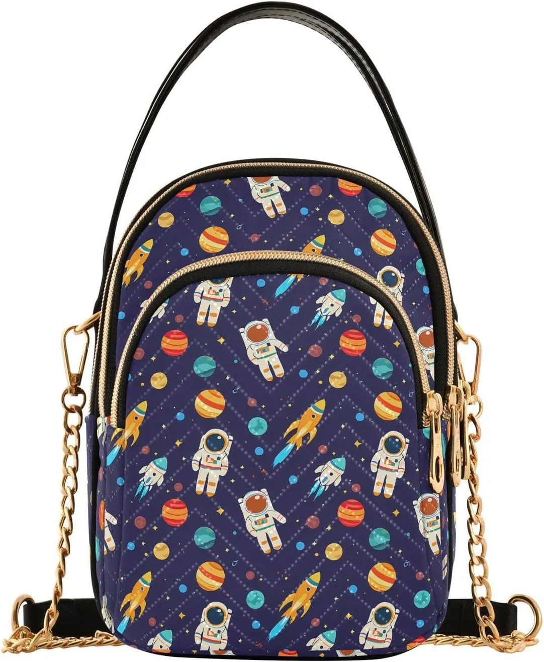 Astronaut Planet Crossbody Bag for Women Mini Cell Phone Purse Women's Shoulder Handbag