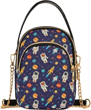 Astronaut Planet Crossbody Bag for Women Mini Cell Phone Purse Women's Shoulder Handbag