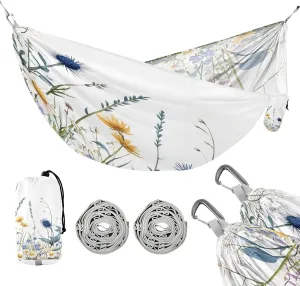 ATTX Watercolor Wildflowers Camping Hammock - Lightweight & Portable Hammocks, Heavy Duty 330lbs Capacity for Indoor, Hiking, Backpacking, Travel, Backyard, Beach#91
