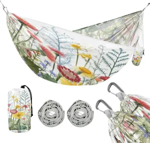ATTX Wildflowers Butterfly Camping Hammock - Lightweight & Portable Hammocks, Heavy Duty 330lbs Capacity for Indoor, Hiking, Backpacking, Travel, Backyard, Beach#196