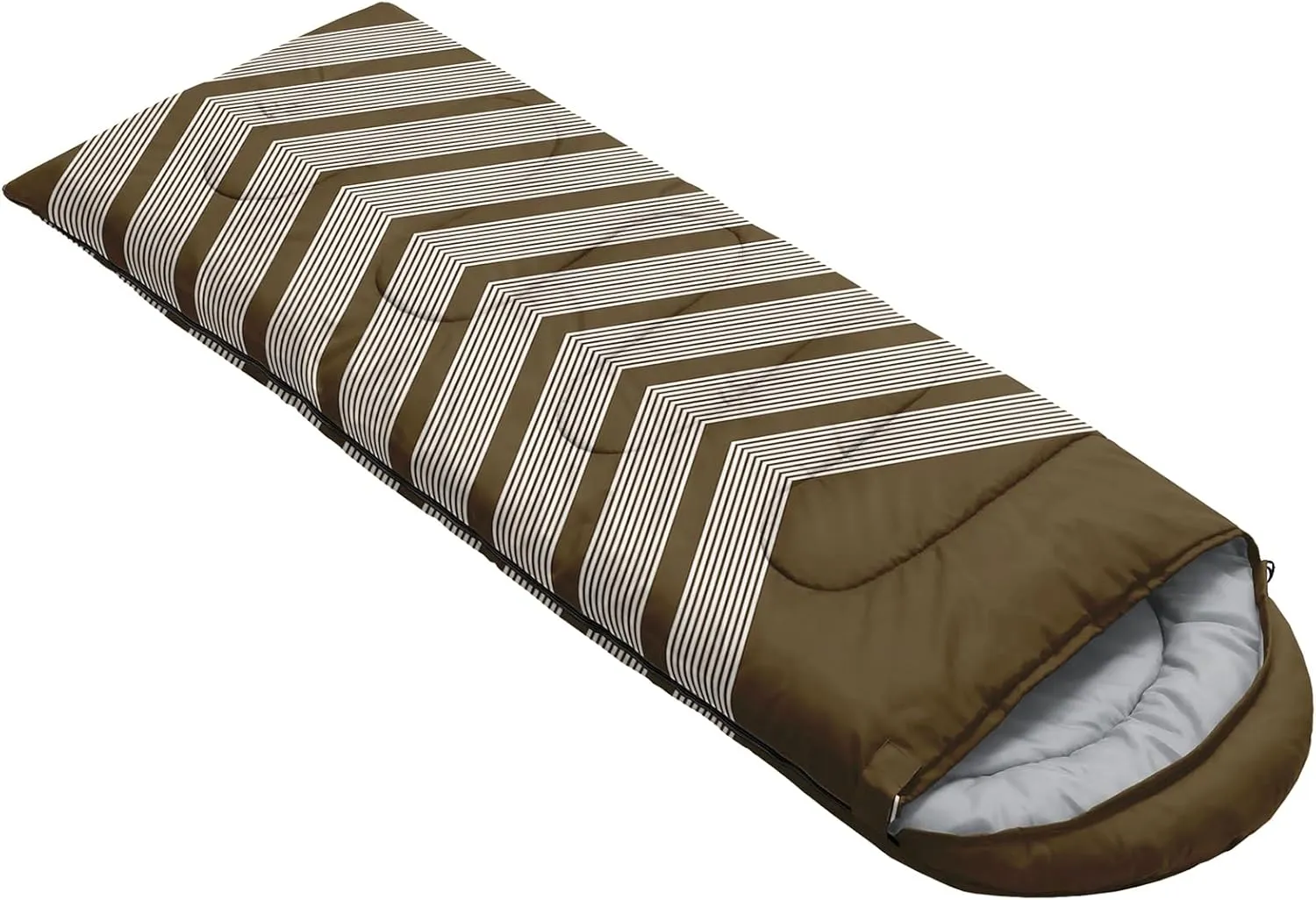 Axolotl Black and Grey Sleeping Bag for Adults,Stripe Camping Bag,3 Season Warm Cool Weather Backpacking Bag,Waterproof Portable Sleeping Bag with Compression Sack for Camping Hiking Outdoor Travel