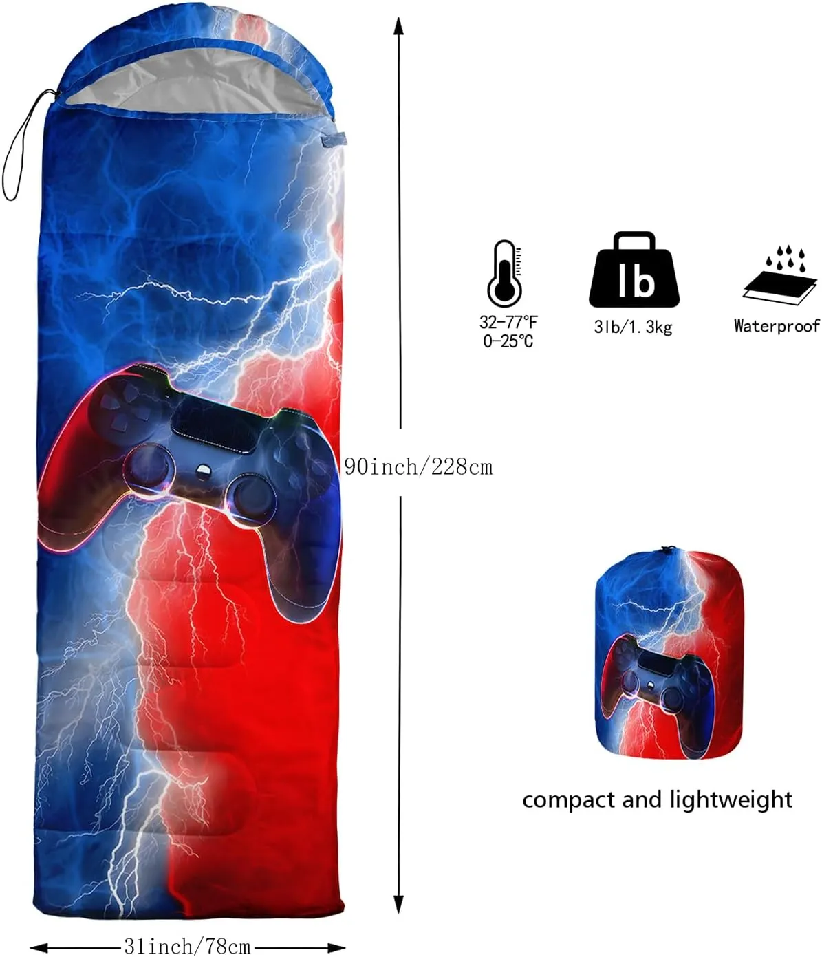 Axolotl Racing Car Sleeping Bag for Boys Men,Extreme Car Camping Bag,3 Season Waterproof Portable Camping Stuff with Compression Sack,Lightweight Compact Camping Gear Equipment for Hunting Travelling