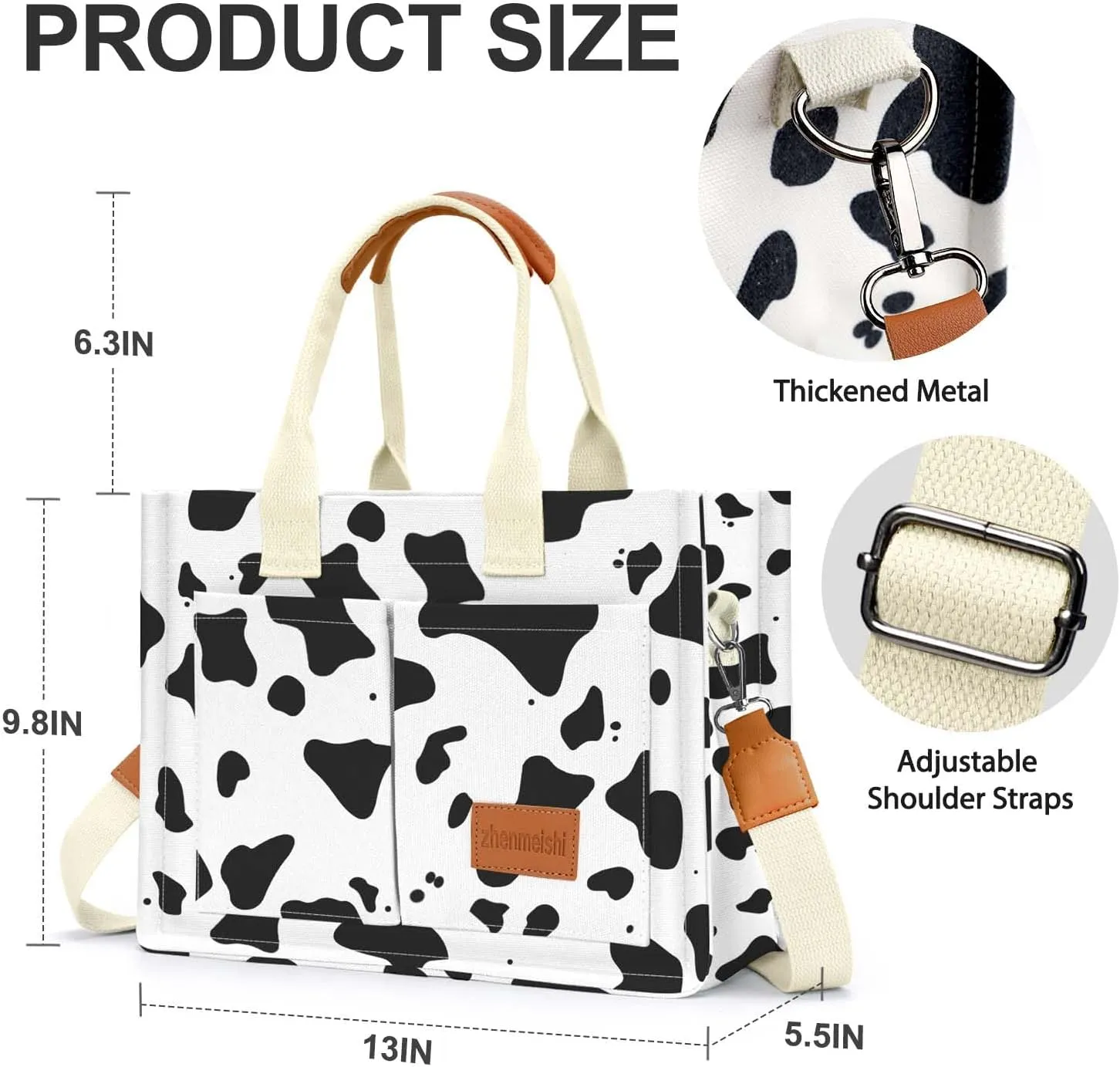 Ayieyill Canvas Tote Bag for Women with Pockets Crossbody Bag Tote Shoulder Handbags Casual Work Bags Everything Tote Bag