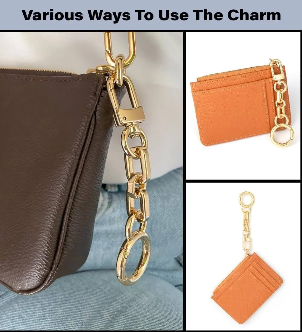 Bag Charm Bag Strap Extender Gold Metal Accessory [Set of 2 Pieces] for Women Handbag - 12mmRectOctLarge 4.5"