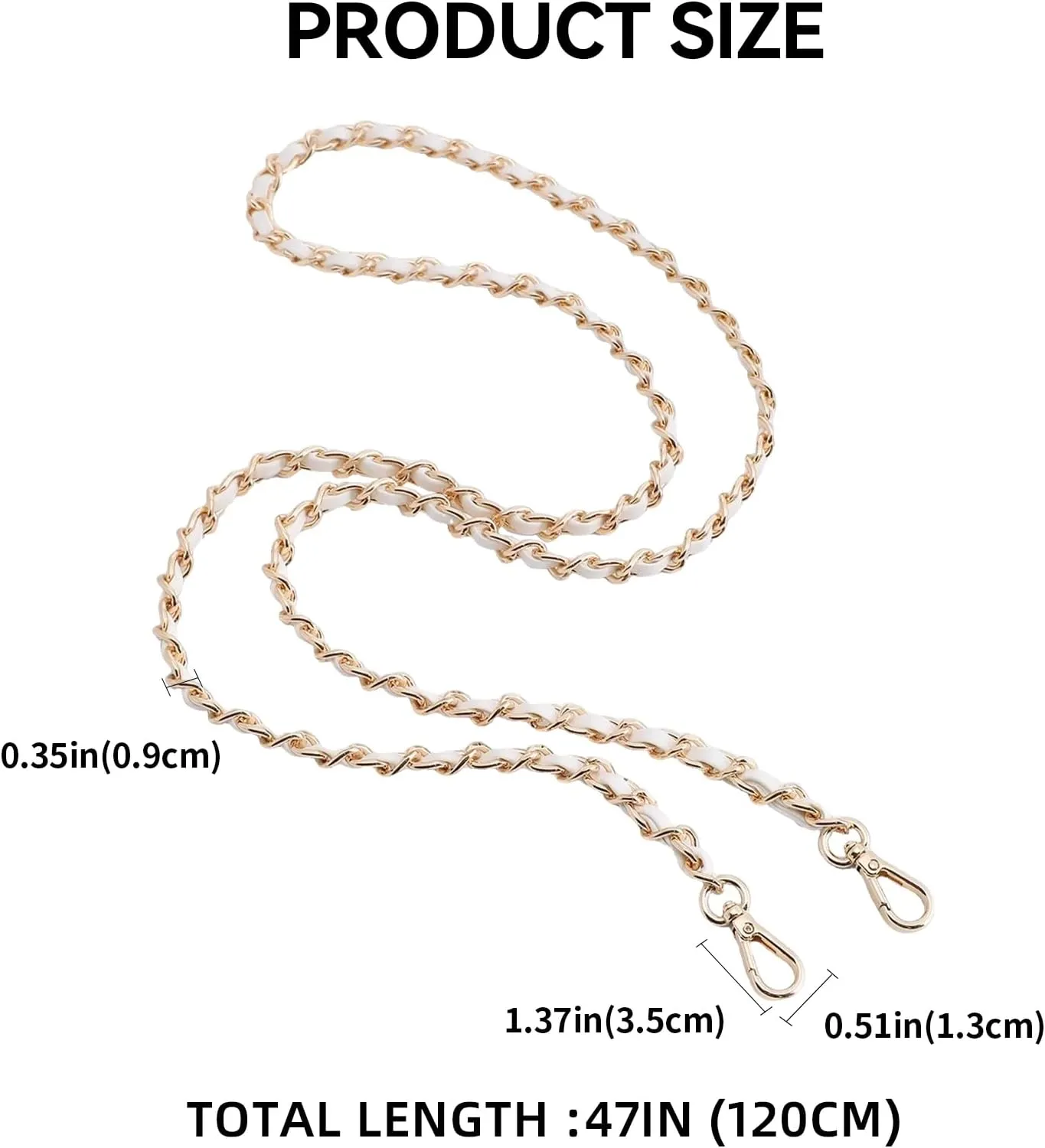 Bag Leather Chain Strap for Handbag Replacement,Purse Chain Shoulder Straps Crossbody (WHITE-120CM)