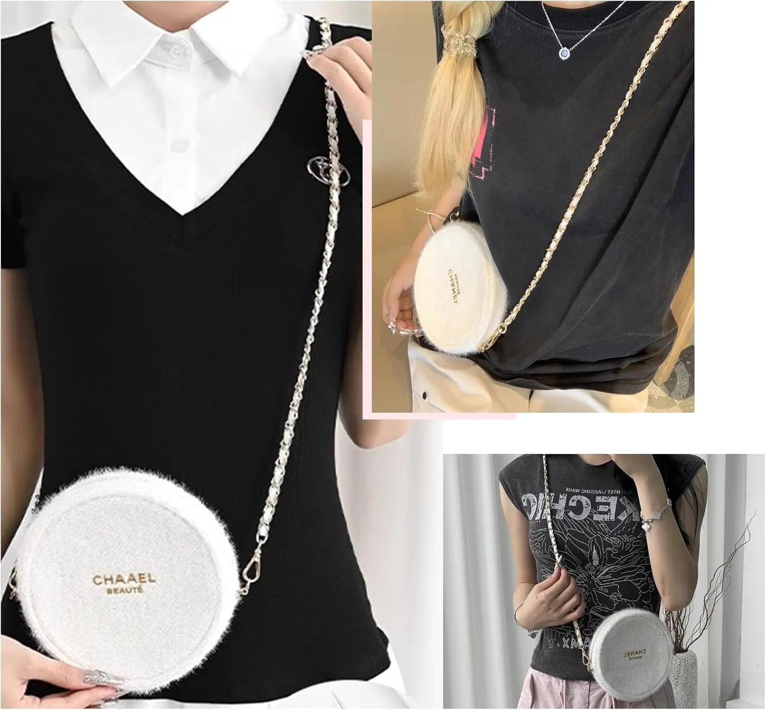 Bag Leather Chain Strap for Handbag Replacement,Purse Chain Shoulder Straps Crossbody (WHITE-120CM)