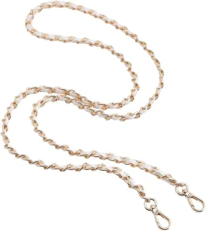 Bag Leather Chain Strap for Handbag Replacement,Purse Chain Shoulder Straps Crossbody (WHITE-120CM)