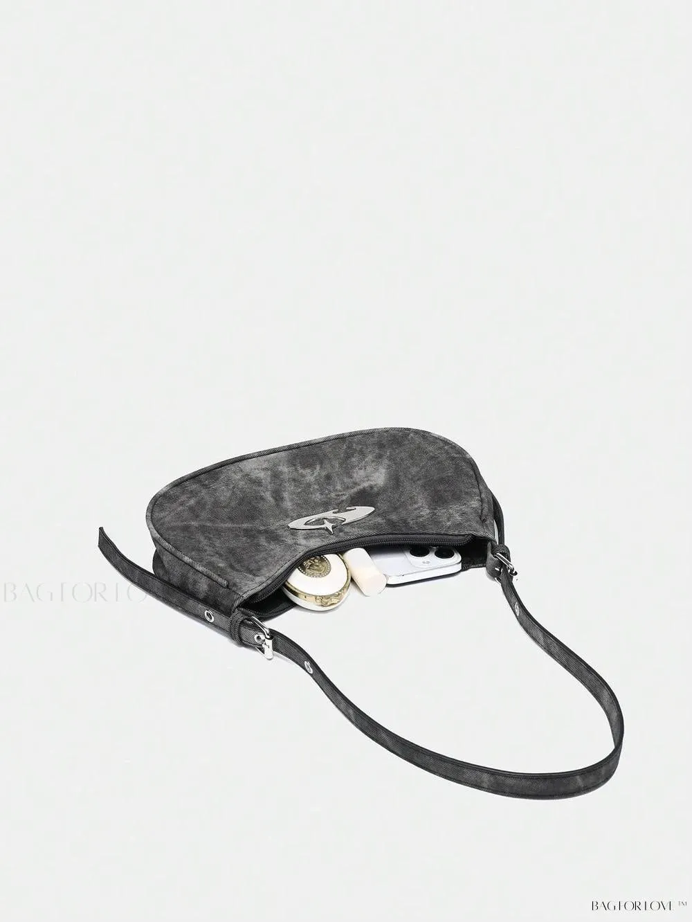 BagForLove - Retro-Style PU Printed Women's Shoulder Bag with Gothic Touch