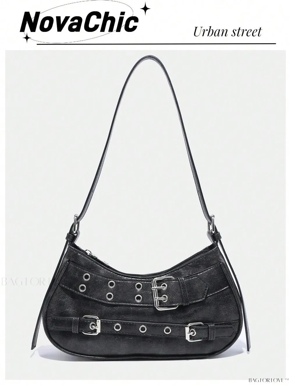 BagForLove - Retro-Style PU Printed Women's Shoulder Bag with Gothic Touch