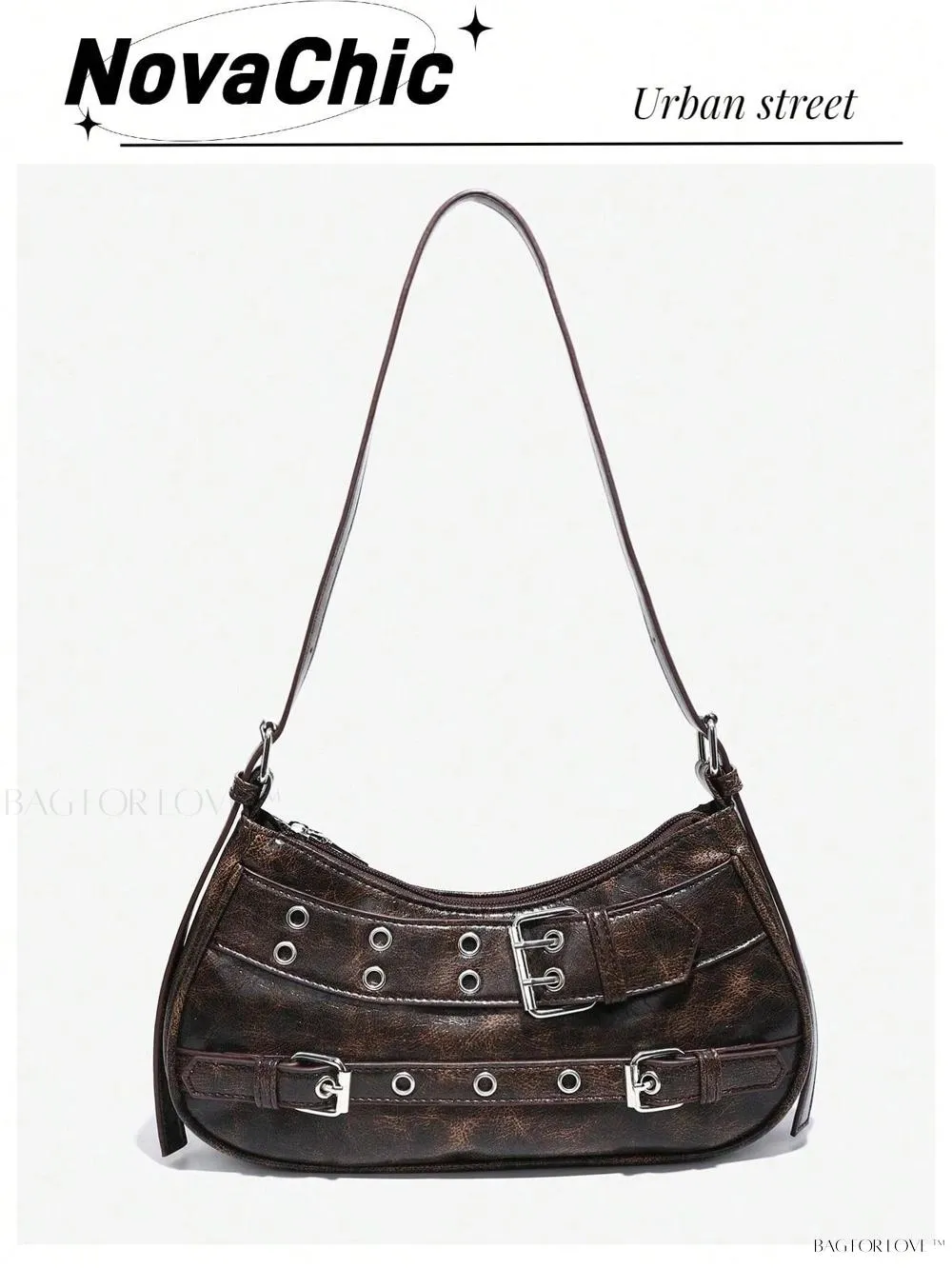 BagForLove - Retro-Style PU Printed Women's Shoulder Bag with Gothic Touch