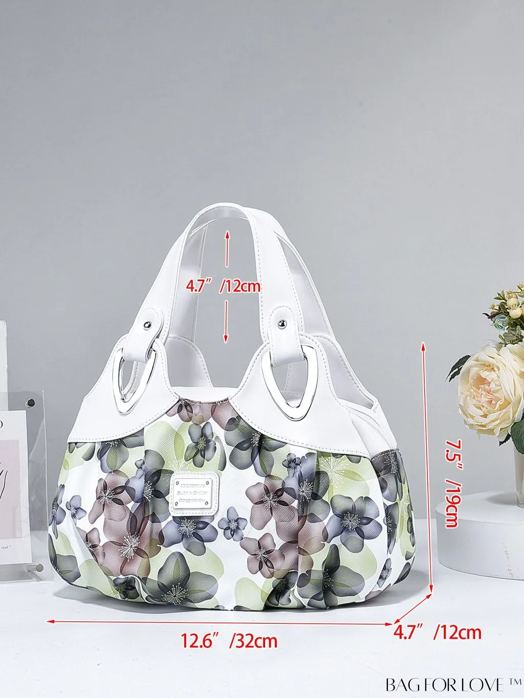 BagForLove - Stylish Floral Print Tote Bag with Embellished Letters