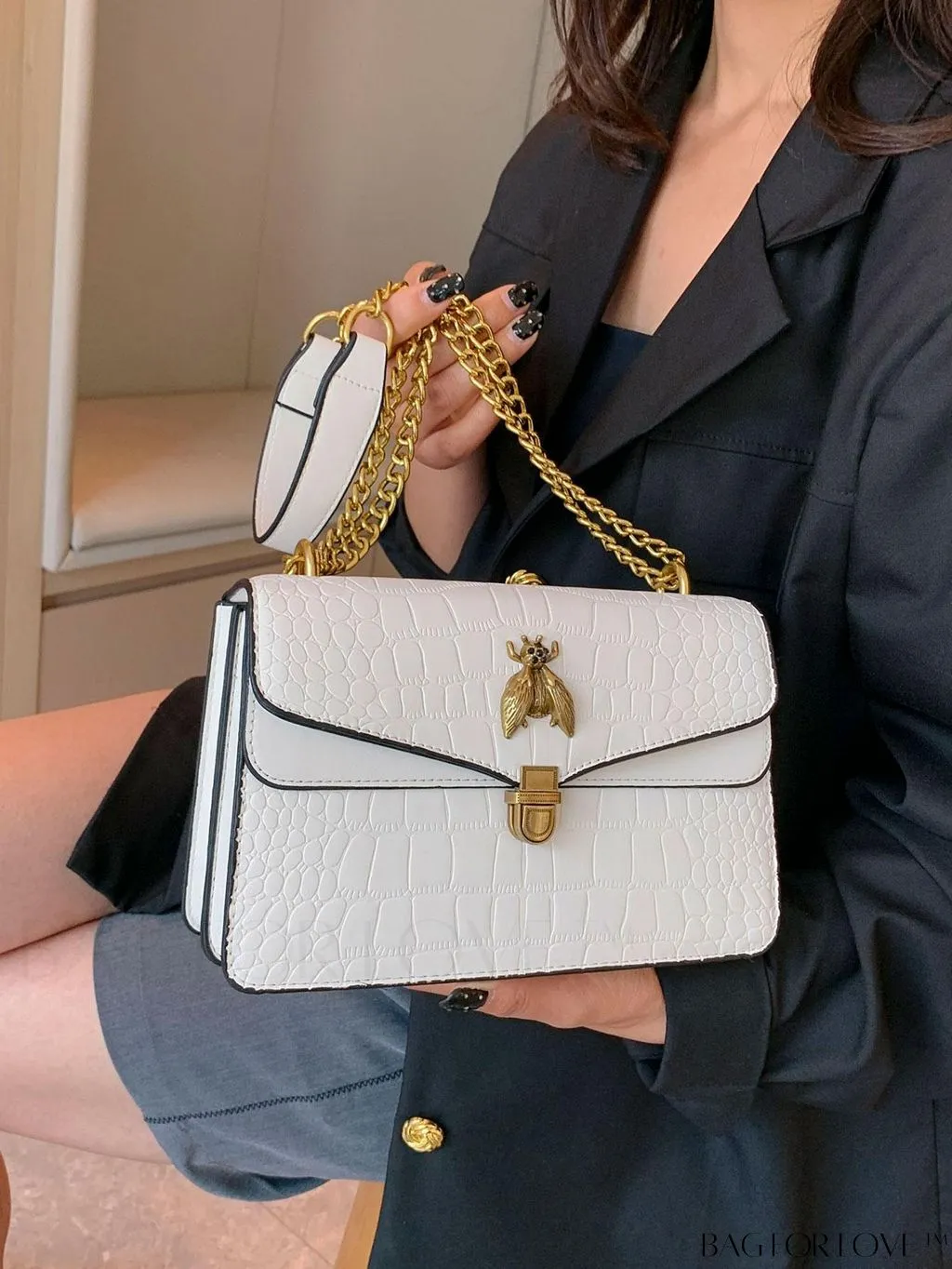 BagForLove - Stylish Womens Bee-Embellished Chain Shoulder & Crossbody Bag
