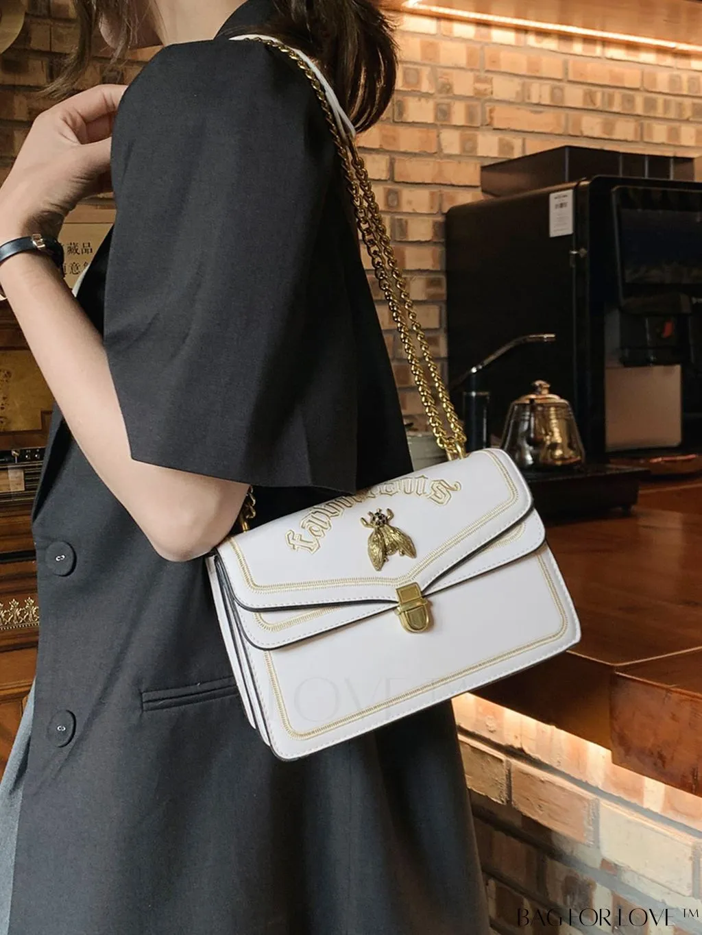 BagForLove - Stylish Womens Bee-Embellished Chain Shoulder & Crossbody Bag