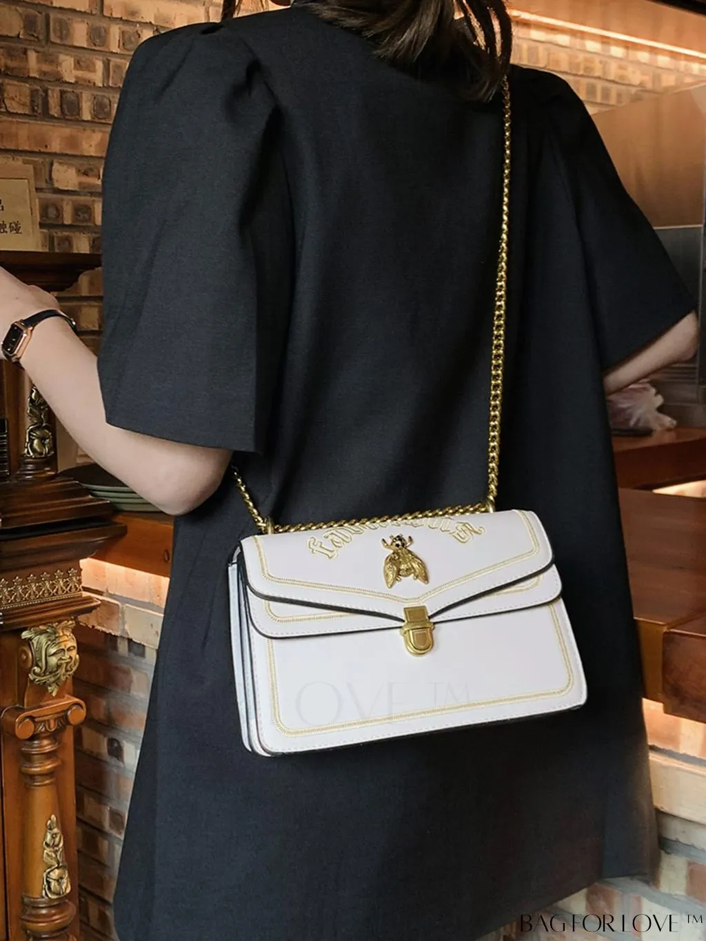 BagForLove - Stylish Womens Bee-Embellished Chain Shoulder & Crossbody Bag