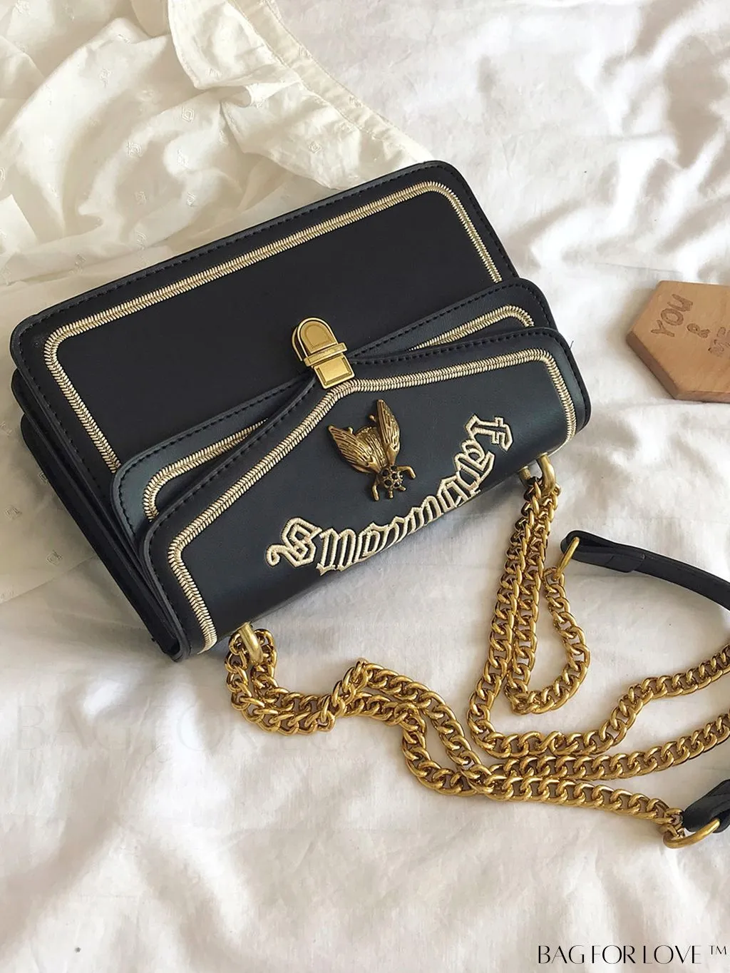 BagForLove - Stylish Womens Bee-Embellished Chain Shoulder & Crossbody Bag