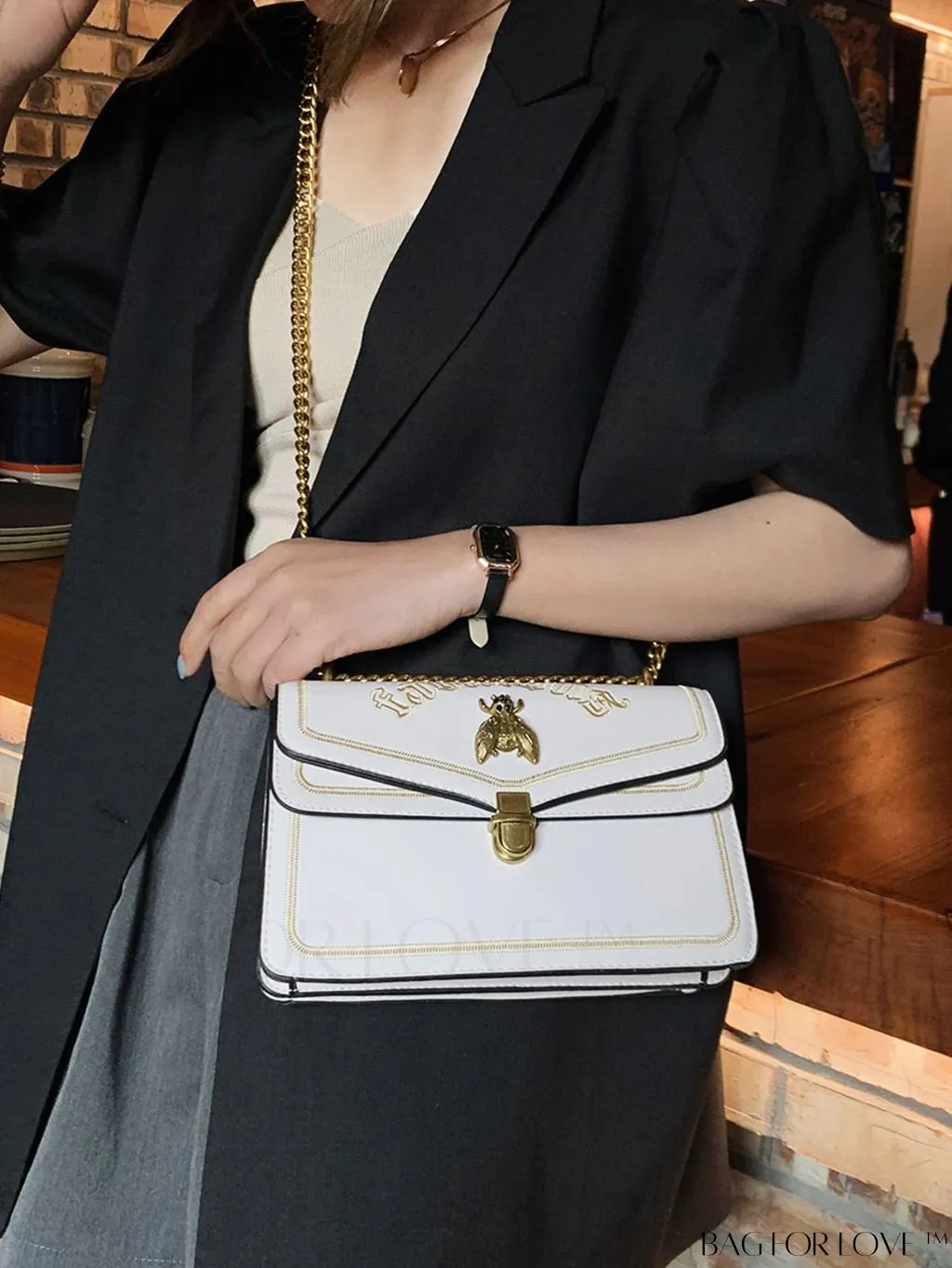 BagForLove - Stylish Womens Bee-Embellished Chain Shoulder & Crossbody Bag