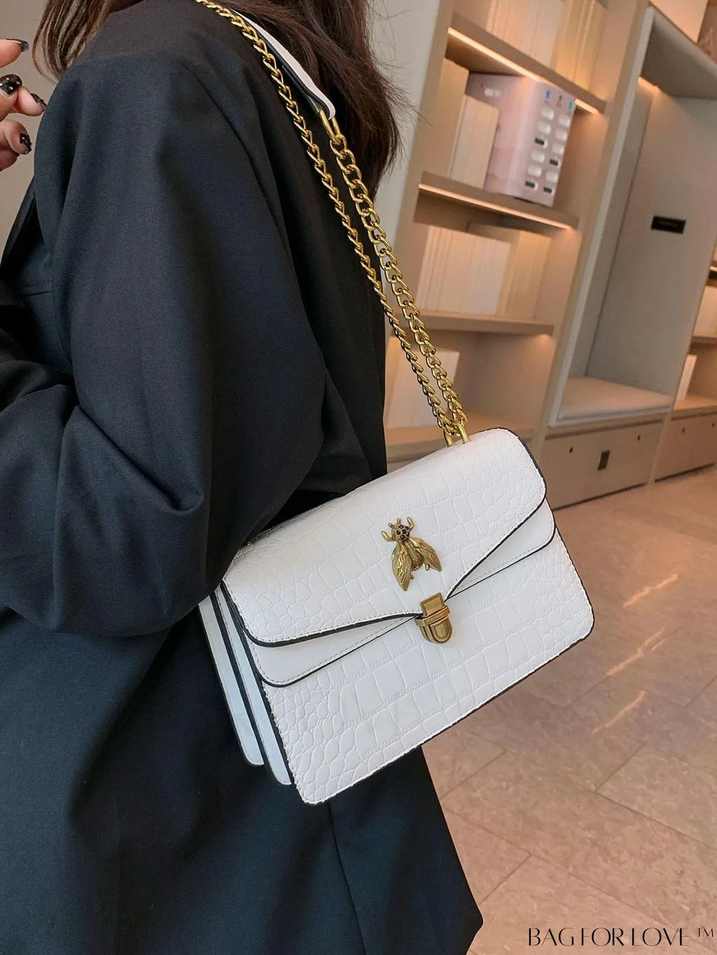 BagForLove - Stylish Womens Bee-Embellished Chain Shoulder & Crossbody Bag