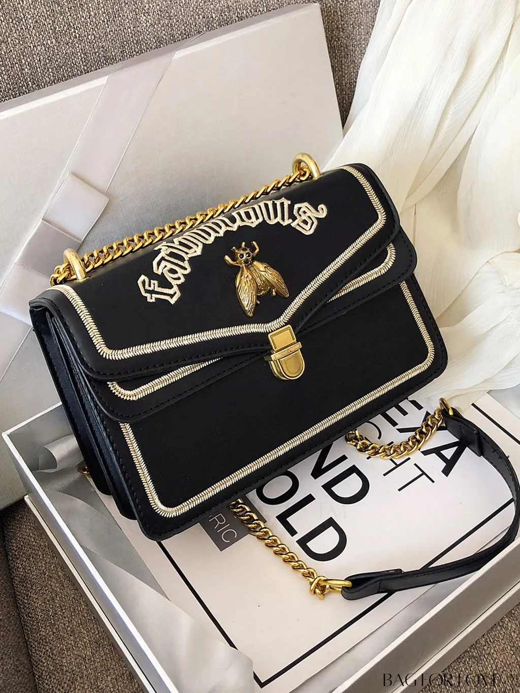 BagForLove - Stylish Womens Bee-Embellished Chain Shoulder & Crossbody Bag