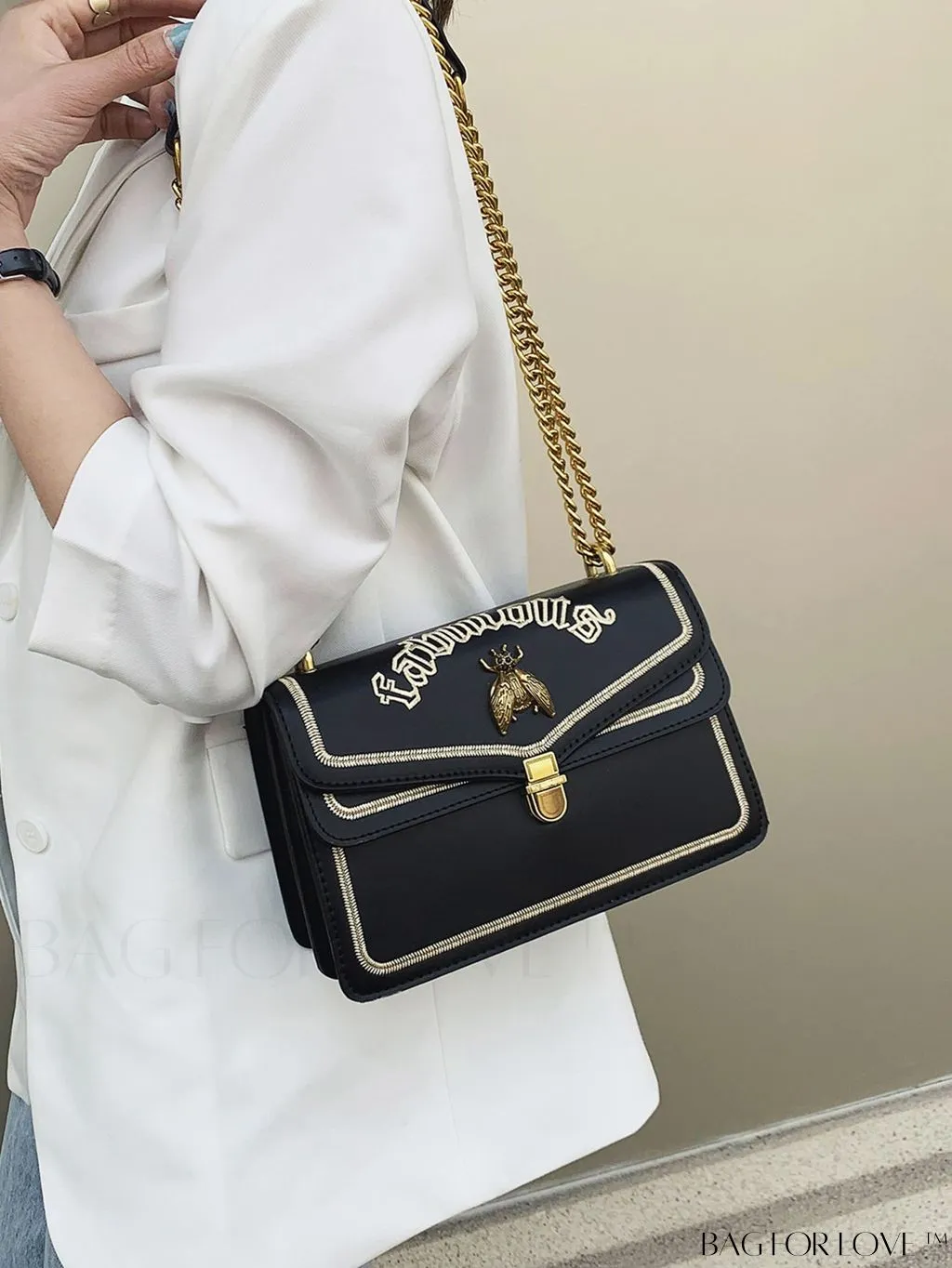 BagForLove - Stylish Womens Bee-Embellished Chain Shoulder & Crossbody Bag
