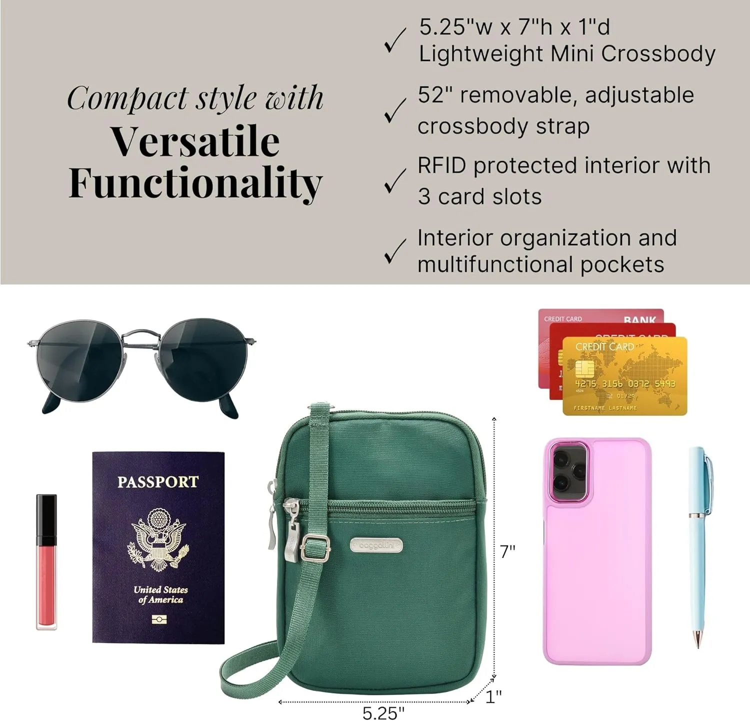 Baggallini Women's Essential Mini Crossbody Bag