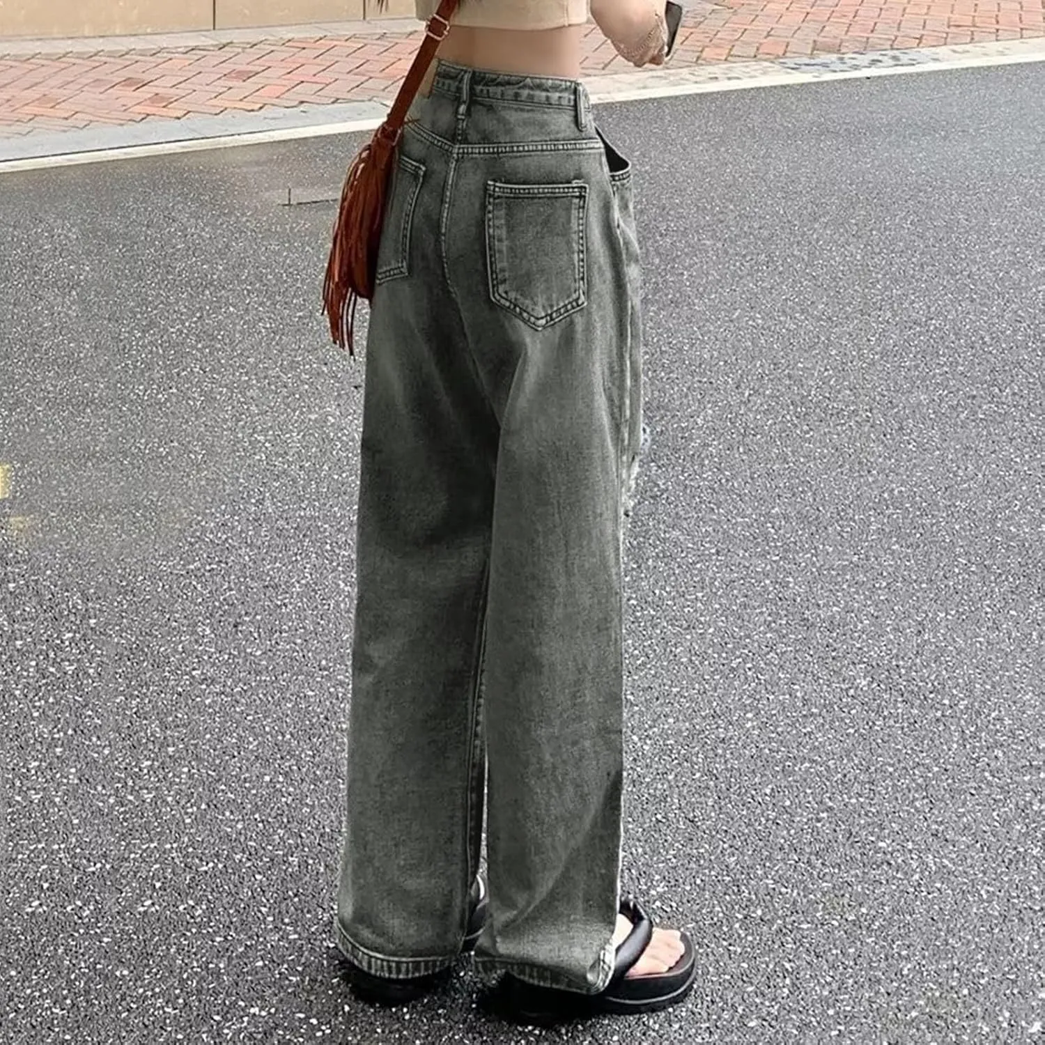 Baggy Jeans for Women High Waist Y2K Boyfriend Jeans Vintage Loose Wide Leg Denim Pants Teen Girls Hiphop Streetwear