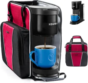 BAGSPRITE Coffee Maker Travel Bag Compatible with Keurig K-Express Coffee Maker, K-Iced Single Serve Coffee Brewer Carrying Case with Multiple Pockets for K-Cup Pods, Storage Bag With Shoulder Strap