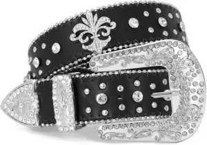 Balteus Sparkly Rhinestone Diamond Sequin Studded Belt for Men & Women - Western Cowgirl Cowboy Style