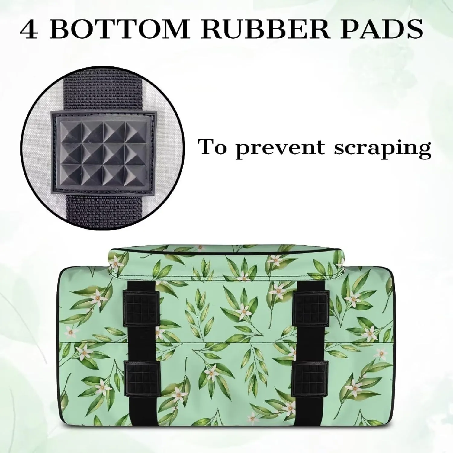 Bamboo Sewing Machine Carrying Case, Plants Portable Sewing Machine Carry Bag with Zippers Tote Cover Bag with Pocket and Handles Suitable for Most Standard Sewing Machines