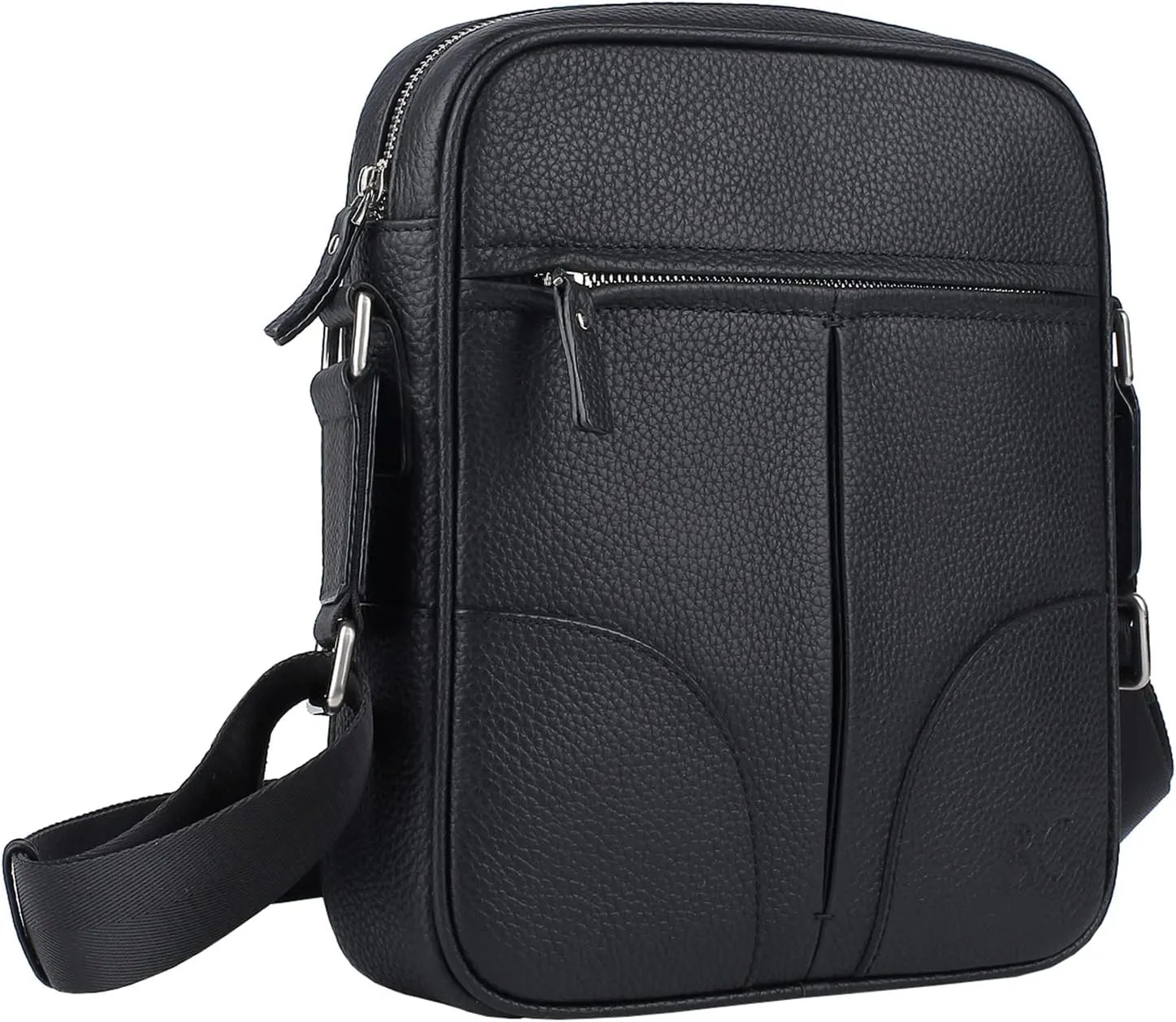 Banuce Top Grain Leather Messenger Bag for Men Small Cross body Shoulder Bag for 9.7 Inch iPad Black