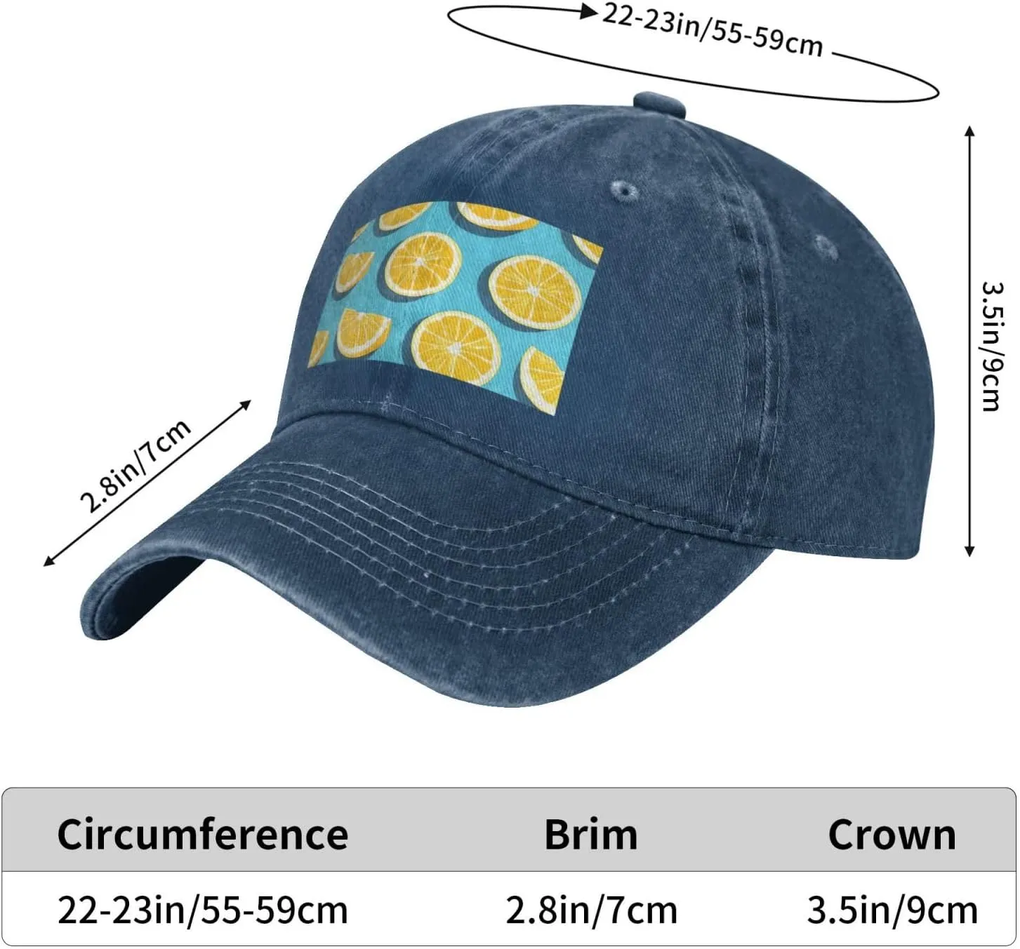 Baseball Cap Golf Dad Hat for Men Women Adjustable Baseball Hat Lemon Wedges Trucker Hat Cowboy Cap
