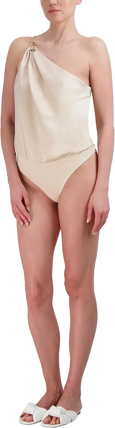 BCBGMAXAZRIA womens One Shoulder Sleeveless Bodysuit