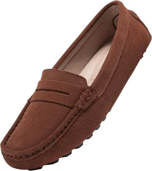 BEAUSEEN Women's Genuine Leather Penny Loafers Classic Driving Moccasins Casual Slip On Comfort Women Loafer Shoes