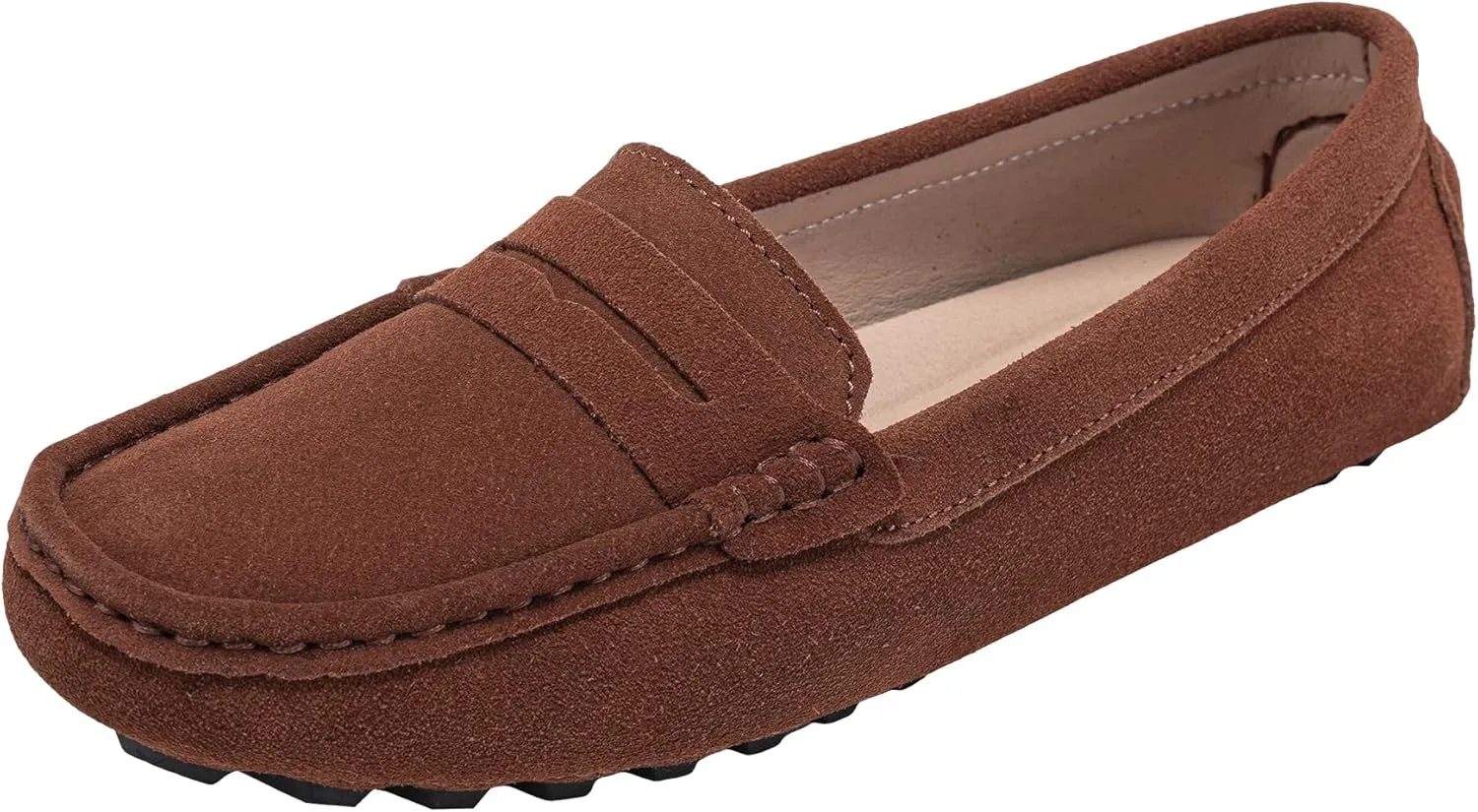 BEAUSEEN Women's Genuine Leather Penny Loafers Classic Driving Moccasins Casual Slip On Comfort Women Loafer Shoes