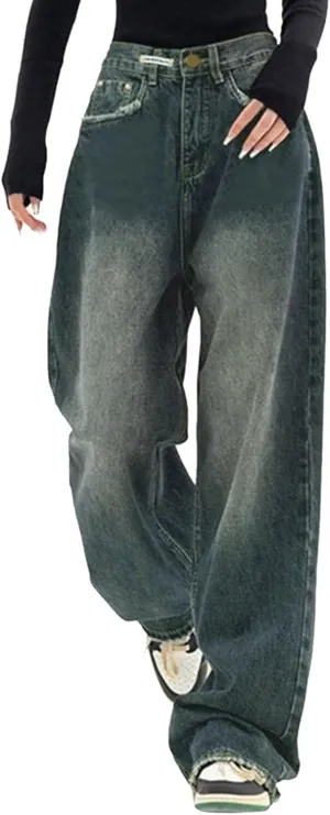 Bell Bottom Jeans for Women Mid Rise Baggy Jeans Stretch Bootcut Denim Pants Fashion Raw Hem Trouser Jeans