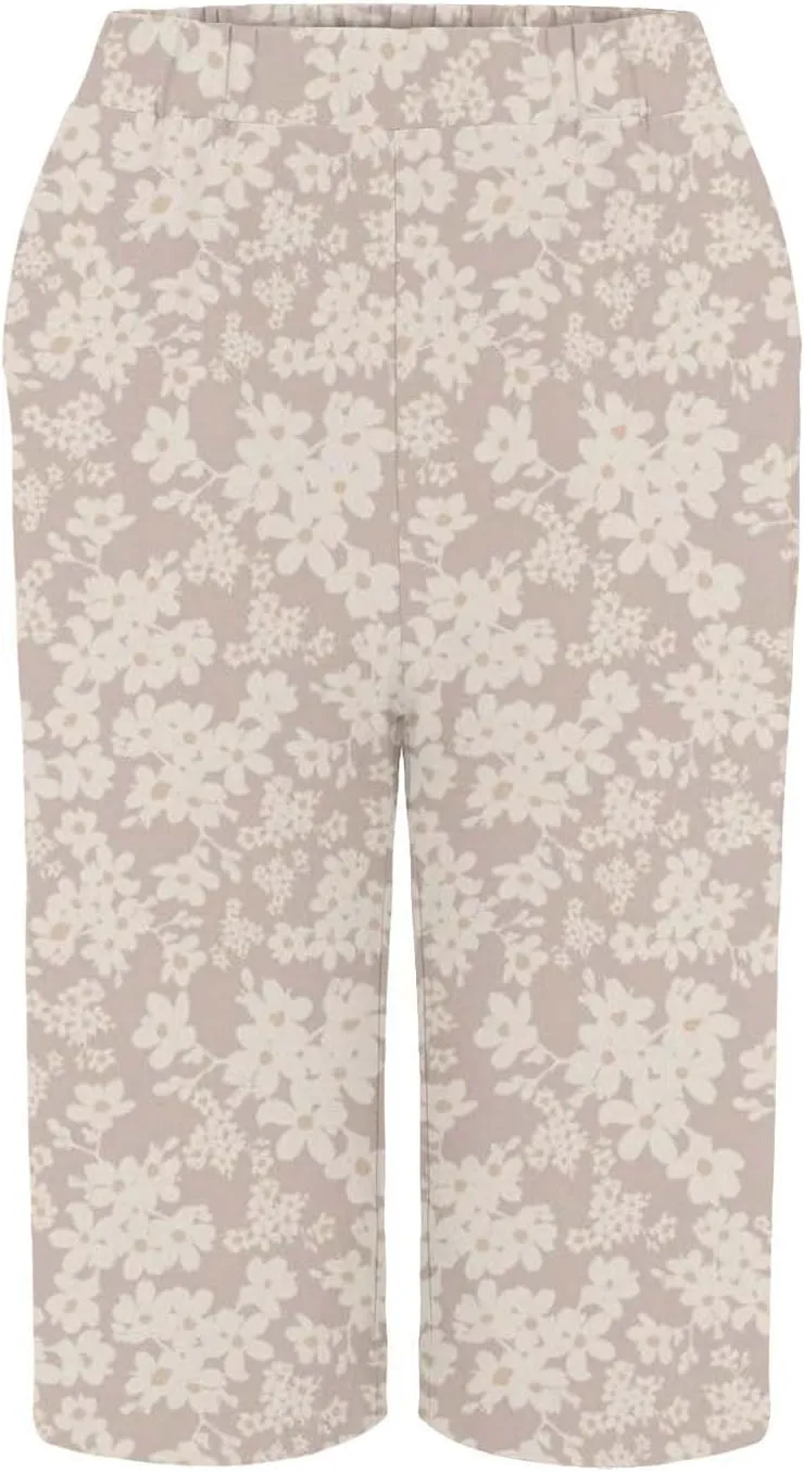 Bermuda Shorts for Women Knee Length Cotton Linen Capris Elastic Waisted Pants Summer Beach Long Shorts with Pockets