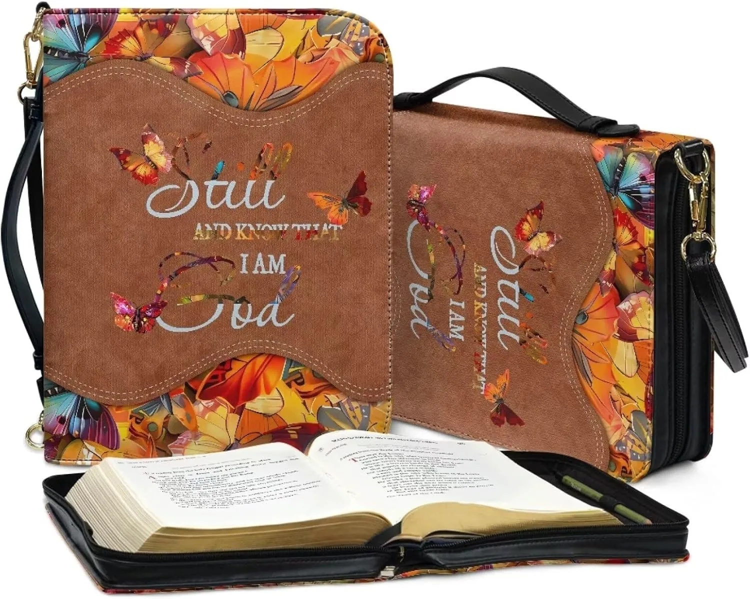 Bible Cover - Portable Bible Case with Shoulder Strap for Bible Study