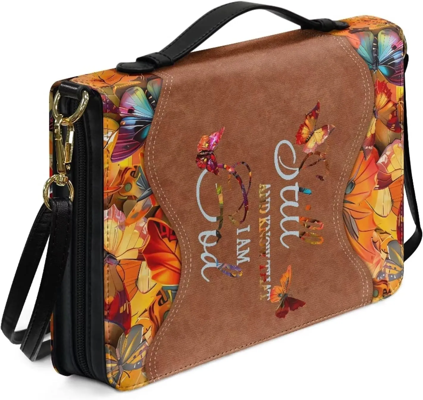 Bible Cover - Portable Bible Case with Shoulder Strap for Bible Study
