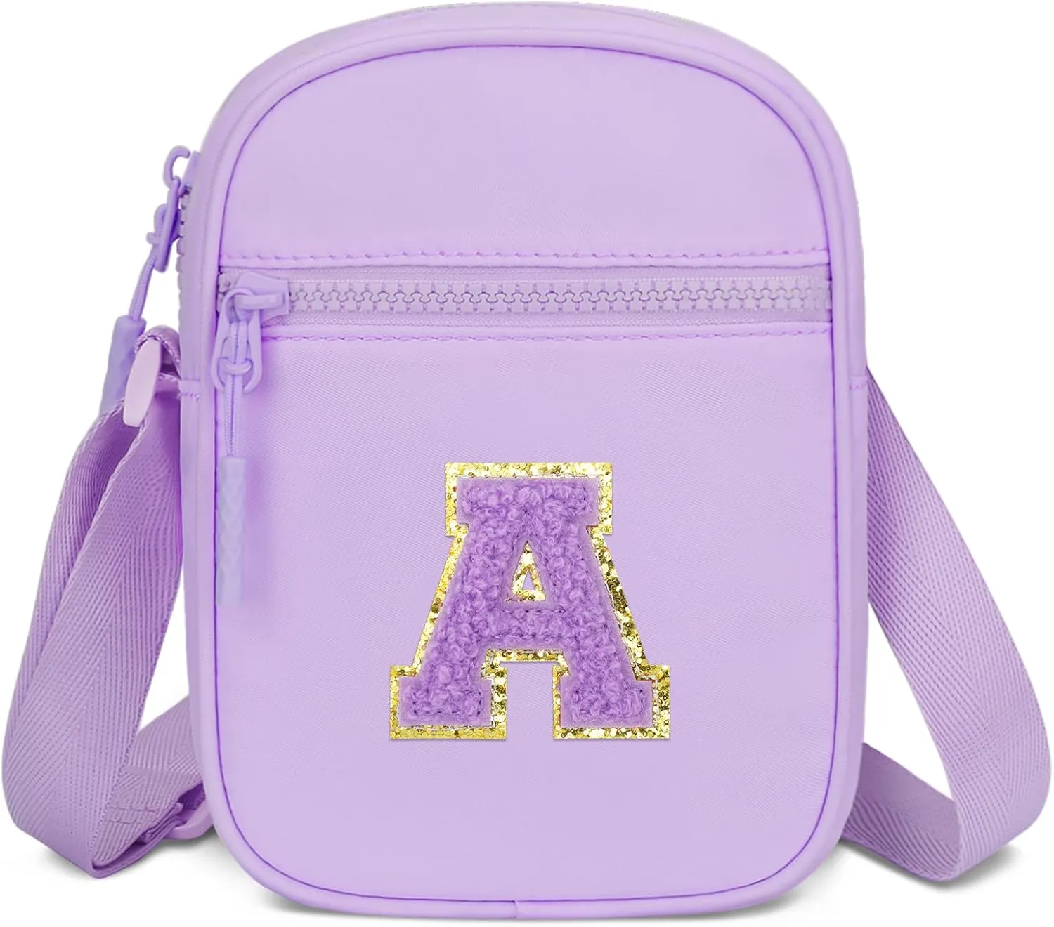Birthday Gift for Girls Initial Kids Crossbody Purse Toddlers Bag for Age 3-10 (Purple A)