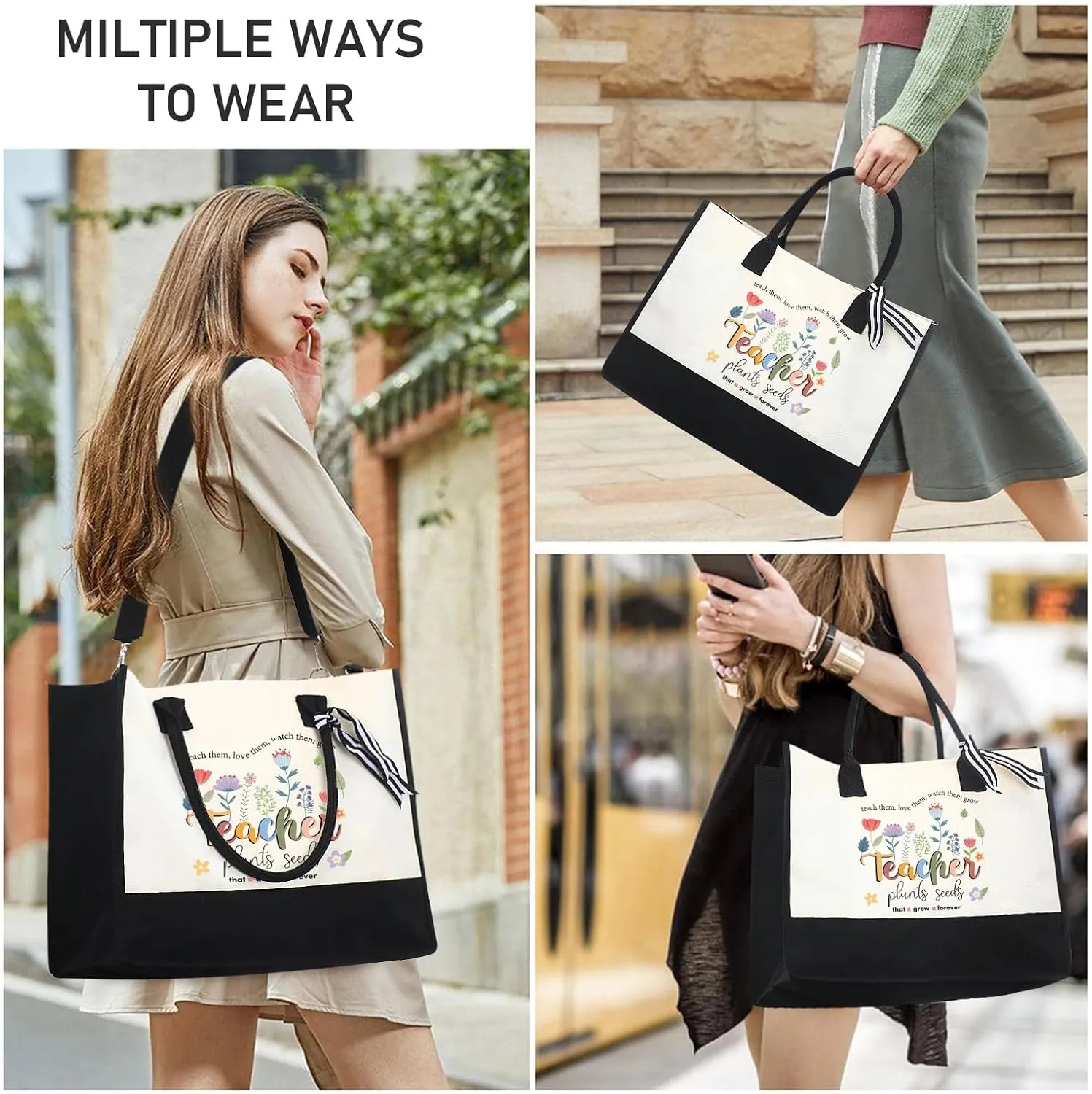 Birthday Gifts for Women - Christmas Gifts for Women, Canvas Beach Tote Bag for Mom Her Wife Best Friends Teacher